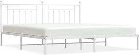 vidaXL Cadru de pat metalic cu tăblie, alb, 200x200 cm