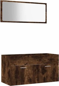 vidaXL Set mobilier de baie, 2 piese, stejar fumuriu, lemn prelucrat