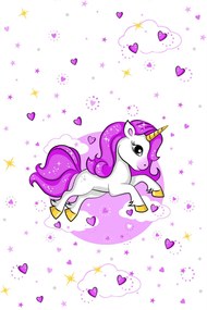 Unicorn Pink Heart față de masă din hârtie 120x180 cm