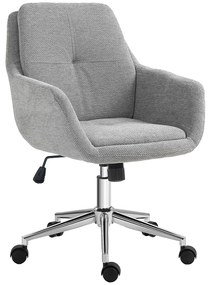 HOMCOM Scaun de Birou, Scaun din Material Textil cu Înălțime Reglabilă, Cotieră, Scaun Pivotant pentru Acasă, 55x66x86-96 cm, Gri | Aosom Romania