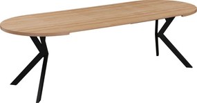 Masă extensibilă de sufragerie, stejar deschis/negru, 100-250x75,5 cm, LUKOS