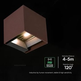 LED Sol aplică de perete cu senzor LED/9W/3,7V 3000/4000/5000K IP65 2600 mAh maro