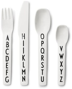 Set 4 tacâmuri pentru copii Design Letters, alb
