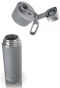 Termos Ninja DW2401EUUKGY, 700 ml, Potrivit pentru bauturi carbogazoase, Izolare tripla, Fara BPA, Mentinere cald pana la 8h, Mentinere rece pana la 24h, Gri