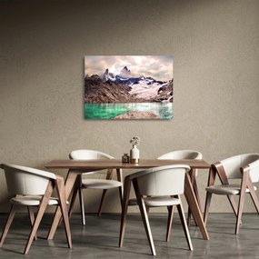 Tablou pe sticlă cu lac montan (70x50 cm)