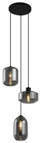 Lampă suspendată modernă neagră cu sticlă fumurie cu 3 lumini - Sheena