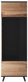 Corp depozitare Random W1 stejar wotan/negru - L60 x A40 x h182 cm