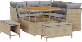 vidaXL Set de canapele pentru grădină 8 pcs Bej poliratan