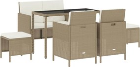 vidaXL Set mobilier pentru grădină, 6 piese, cu perne, bej, poliratan