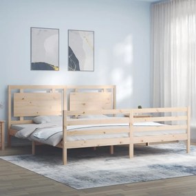 3194066 vidaXL Cadru de pat cu tăblie Super King Size, lemn masiv