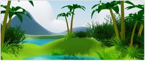 Tablou - Lac în junglă (120x50 cm)