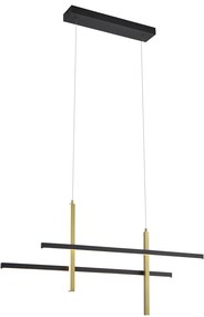 Lampă suspendată de design neagră cu auriu, cu LED reglabil în 3 trepte - Joy