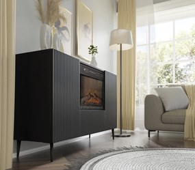 Comodă cu bioșemineu electric 2D1K Rowanna (Negru). 1124992
