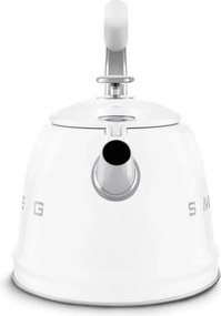 Ceainic cu fluier Smeg CKLW2001WH, 2,3 l, pentru plite cu inducție, mâner care nu se încălzește, oțel, alb