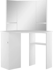 vidaXL Masă de toaletă colțar, masă pentru machiaj și cosmetice, alb