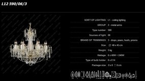 Lustra 6 brate metal cristal Bohemia L12 590/06/3