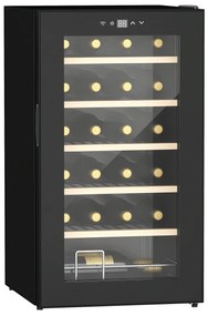 HOMCOM Frigider de Vinuri pentru 24 de Sticle de Sine Statator cu Usa de Sticla Frigider de 65 de litri cu o Singura Zona de Racire a Vinurilor cu Comenzi Digitale cu Ecran Tactil si Lumina LED Negru | Aosom Romania