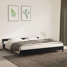347593 vidaXL Cadru de pat cu tăblie, negru, 200x200 cm, catifea