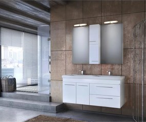 Set dulap baza suspendat alb si lavoar dublu Drop Status 120 cm