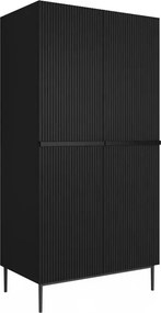 Dulap Nicole 100 cm dormitor cu două sertare - negru mat / picioare negre