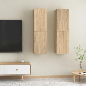 803369 vidaXL Comode TV, 2 buc., stejar Sonoma, 30,5x30x110cm, lemn prelucrat