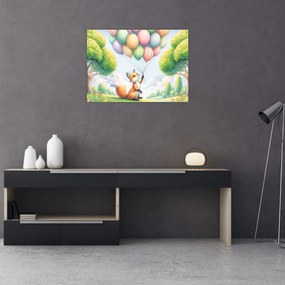 Tablou pe sticlă – Vulpe fericită (70x50 cm)