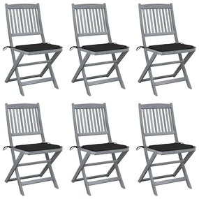 vidaXL Scaune pliante de exterior cu perne 6 buc. lemn masiv de acacia