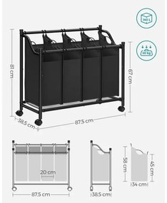 Coș pentru rufe LINA, negru