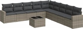 vidaXL Set mobilier de grădină cu perne, 10 piese, gri, poliratan