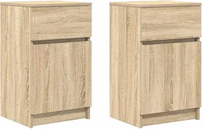 vidaXL Noptiere, 2 buc., stejar sonoma, 39x35x65 cm, lemn compozit
