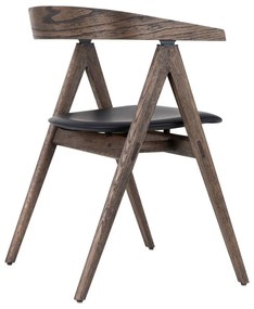 Scaun de dining negru/maro din lemn masiv de stejar Ava – Gazzda