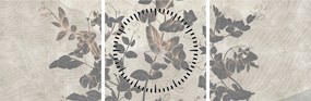 Tablou - Frunze texturate (cu ceas) (90x30 cm)