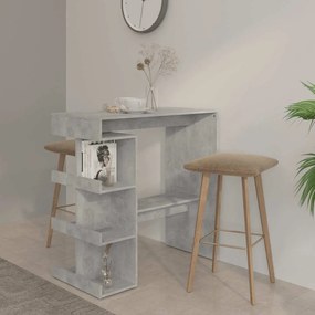 vidaXL Masă bar cu raft de depozitare, gri beton, 100x50x101,5 cm, PAL