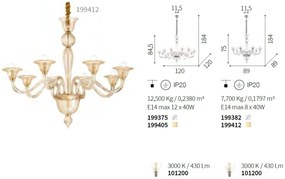 Candelabru elegant cu 12 brate BRIGITTA SP12 AMBRA 199405 IDL