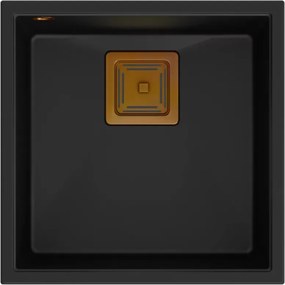 Chiuveta compozit sub blat Quadron Unique David 40 negru carbon - cupru 42x42 cm