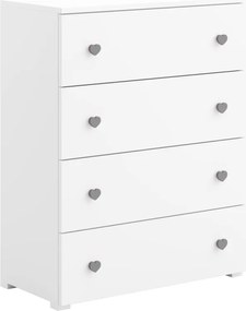 Comodă cu patru sertare, 80x40x102cm, ELZA, ADRK Furniture (Culoare: Alb / Roz)