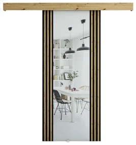 Uși culisante 90 cm Myles I (stejar artisan + negru mat). 1043556