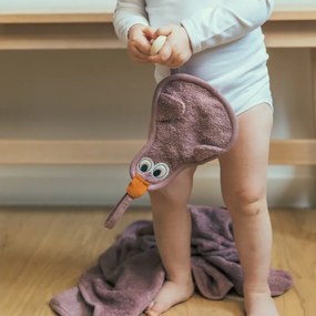 Textil din bambus pentru dentitie cu agatatoare suzeta din lemn Para Inca Rust