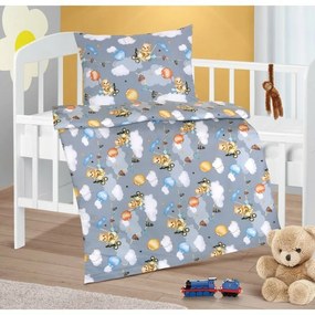 Lenjerie de pat pentru pătuț Bellatex Cotton AgataBear gri, 90 x 135 cm, 45 x 60 cm