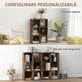 HOMCOM Bibliotecă Modernă Modulară cu 6 Compartimente din PAL, Maro | Aosom Romania