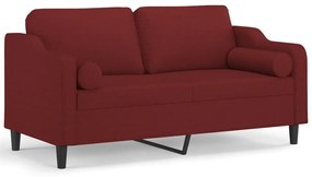 3153029 vidaXL Canapea cu 2 locuri cu perne&pernuțe roșu vin 140 cm textil
