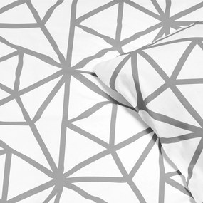 Goldea lenjerie de pat 100% bumbac - forme geometrice gri pe alb 140 x 200 și 50 x 70 cm