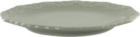 Farfurie de desert din porțelan verde mentă, D19 cm, model dantelă în relief, „Provence"