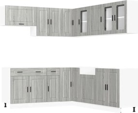 vidaXL Set de dulapuri de bucătărie 11 piese „Porto” lemn Sonoma gri