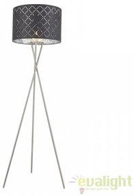 Lampadar elegant cu abajur din tesatura gri cu argintiu, Kidal 15228S1 GL