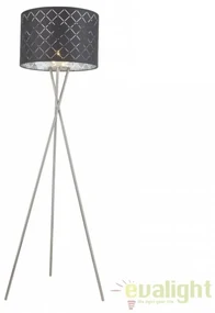 Lampadar elegant cu abajur din tesatura gri cu argintiu, Kidal 15228S1 GL