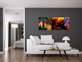 Tablou - Oraș colorat, abstracție (120x50 cm)