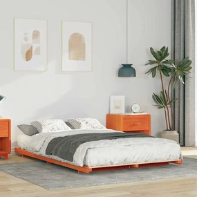 vidaXL Cadru de pat de podea Maro ceruit 140 x 190 cm