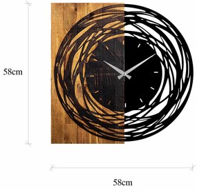 Ceas Decorativ de Perete Wooden Clock 39, Lemn / Metal