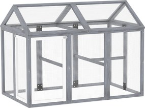 PawHut Incintă pentru găini 1,18 m², parc cu plasă și uși cu închidere, cadru din lemn masiv, 140 x 88,5 x 106 cm, gri | Aosom Romania